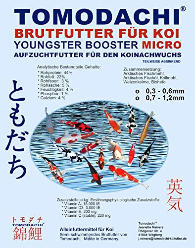 Koifutter, Brutfutter Koi, Jungkoifutter, Koibrutfutter, Aufzuchtfutter Tosai, Tomodachi Youngster-Booster MICRO, Energiefutter für den Koinachwuchs, 0,7mm - 1,2mm Pelletgröße, 2kg Beutel