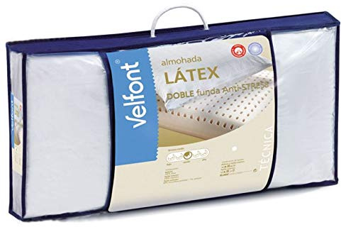 Velfont Almohada de látex y Doble Funda con Tejido Anti-Stress con Cremallera (105 cm)