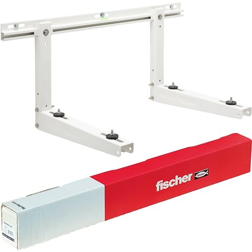 Fischer Soportes para aire acondicionado unidad exterior KLIMA TOP tornillos inoxidable, longitud del brazo 480 mm, estantes de acero galvanizado, tornillos de acero inoxidable, incluye sistema de