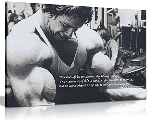 Panther Print Kunstdruck auf Leinwand, Motiv: Arnold Schwarzenegger Bodybuilding, Motivation, (30,5 x 20,3 cm)