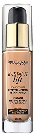 Deborah Fondotinta Instant LIft N.03 Sand SPF30, Lunga Tenuta, Effetto Lifting, Texture fluida e leggera, con Polveri Soft Focus che donano Radiosità Istantanea