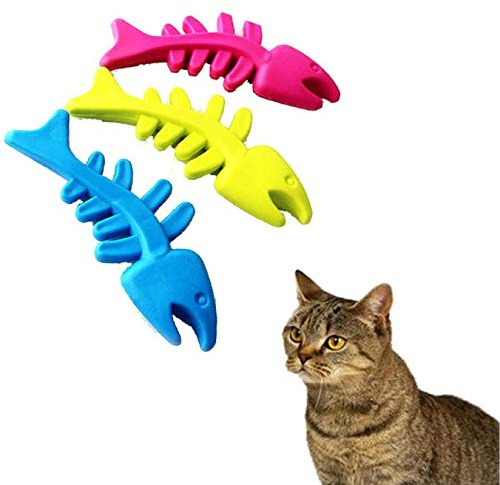 Yowablo Haustier Katze Welpen Gummi Dental Zähne Kauen Knochen Spielen Training Holen Spaß Spielzeug Hot (12.8 * 4.5cm,Zufällige Farbe)