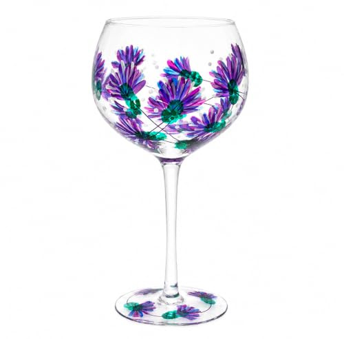 The Leonardo Collection Hand Painted Scottish Thistle Gin Glass by Lynsey Johnstone with Gift Box, Multicoloured, JNS_470607 | Gift For Women & Men, Designed By Lynsey Johnstone, Luxury Wine Glass, Every Occasion