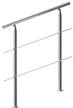 MONZANA® Treppengeländer Edelstahl Pflegeleicht 100cm mit 2 Querstreben Innen und Außen Handlauf Geländer Brüstung Balkon