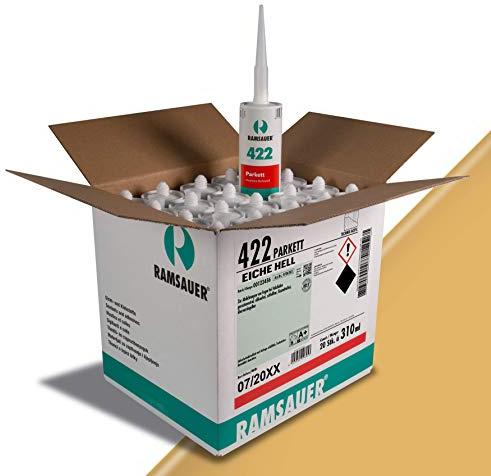 Ramsauer 422 Parkett Acryl - Fugendichtstoff für Holzböden, 20 Stück im Karton (Eiche Hell)