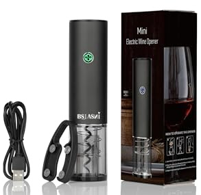 BSJ ASNI Electric Wine Opener, Rechargeable Automatic Wine Bottle Opener Corkscrew Set with Type-C USB Charger, Foil Cutter, Built-in Lithium Battery Wine Opener Electric for Party Home