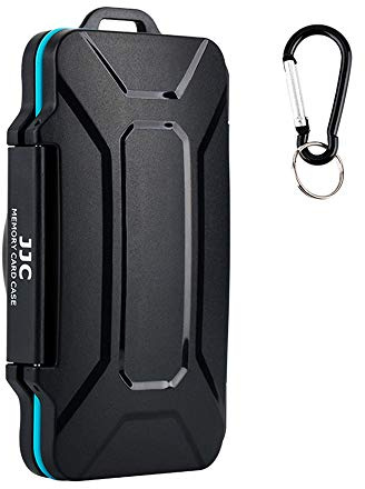 JJC Estuche para 12 Tarjetas SD SDHC SDXC y 12 Tarjetas CFexpress Tipo A | 24 Ranuras con Soporte para Almacenamiento Resistente al Agua, Caja de Almacenamiento con Mosquetón para Tarjetas de Memoria
