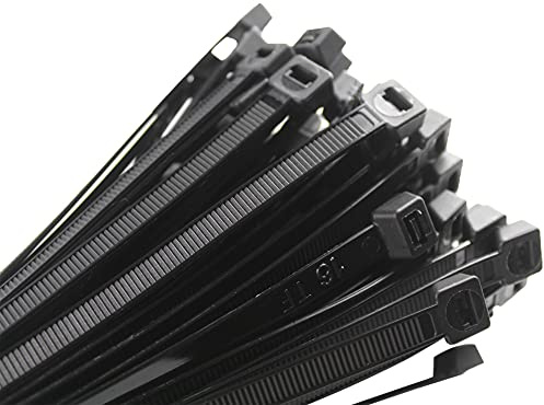 CRINSTON - 1000 Kabelbinder 250 x 4,8 mm - UV-Beständig - Mindestzugfestigkeit 22,4 kg - Schwarz.