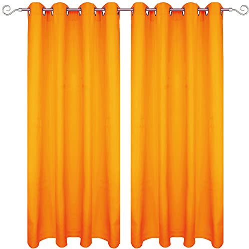 Bestgoodies Gardine mit Ösen 140x145 cm (Breite x Länge) in Hellorange, blickdichter Vorhang, Ösenvorhang in vielen Variationen