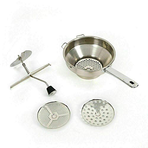 Passiermühle mit 3 Verschiedenen Einsätzen, Edelstahl Passiergerät Passiermaschine Passiersieb