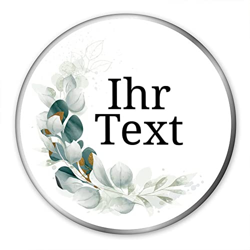 STEMPEL-FABRIK – personalisierbare runde Dose mit Name oder Wunschtext – Aquarell Motiv mit grüner Mondsichel – bedruckte Geschenkdose – ideale Keksdose, Metalldose, Plätzchendose