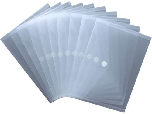 Dokumententaschen A5 quer PCR‑PP transparent natur Klettverschluss 10Stk | 0,18 mm PCR‑PP, A5 quer, transparent natur, mit Klettverschluss – Platz für bis zu 100 Blatt