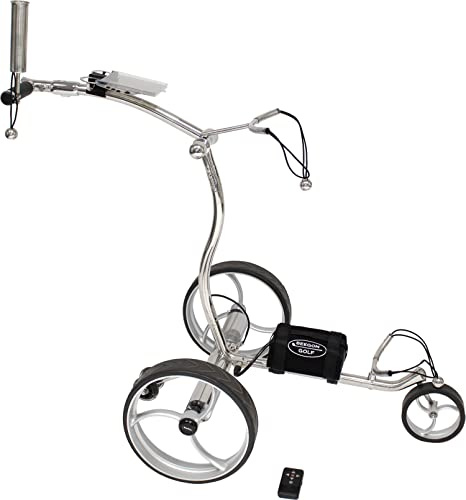 BeeGon Golf Chariot de Golf électrique GT-ES900R Pro Acier Inoxydable Poli avec Batterie au Lithium 10 Ah