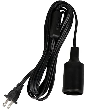 Zevnico 15 FT Hanging Light Socket with Cord, Black E26 Extension Cord with ON Off Switch Plug, E27 Light Bulb Socket, Hanging Lamp Socket for DIY Pendant Light Fixture Lantern Cable