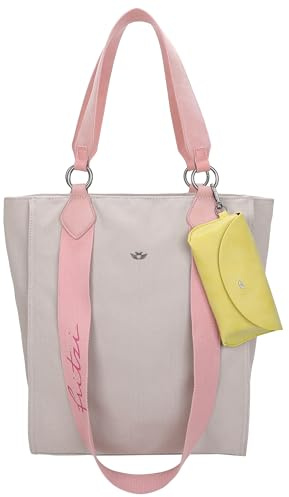 Fritzi Izzy02 Canvas Leo Shopper Baumwollmix Damen Handtasche Festival City Beach vegan mit abnehmbarem Brillenetui Leoprint 39 x 32 x 11 cm – Rosa, Grün