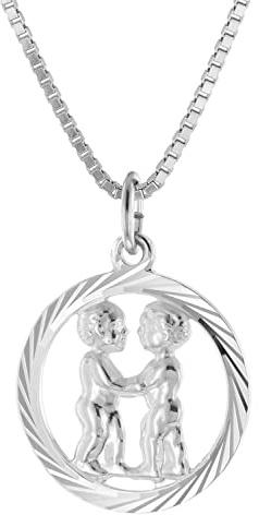 trendor Zwilling Sternzeichen Halskette Silber 925 modischer Tierkreiszeichen Anhänger für Damen, Halsschmuck aus Sterlingsilber 15360-06-40 40 cm