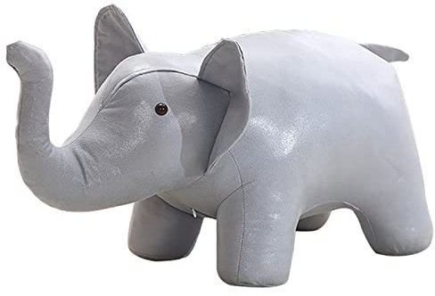 TPARIS Kreative Niedliche Tier-Fußhocker | Gepolsterter Dekor-Ottoman Mit Massivholz-Stützbeinen | Sitzhocker Aus Tech-Stoff Für Schlafzimmer, Spielzimmer, Wohnzimmer,Blau,Elefant