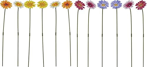 Garden Gear Metal Daisy Stakes, Decorative Multicolored Ornament, Outdoor Novelty Flowers for Pathways, Patios & Borders, Height 57cm (Mixed)