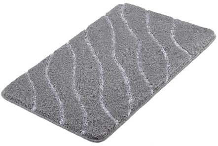 Kleine Wolke Badteppich Tram Anthrazit 80 x 140 cm | OEKO-TEX zertifiziert, rutschhemmende Unterseite, für Fußbodenheizung, maschinenwaschbar, 100% Polyacryl