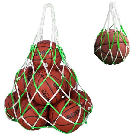 Pumuky Ballnetz, 2 Stück, Tasche aus Nylon, wiederverwendbar, mit Kordelzug, für Basketball, Fußball und Volleyball (grün)