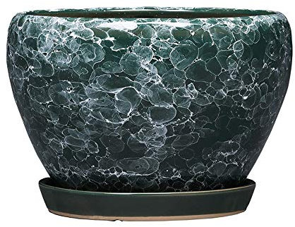UsmAsk Maceta de cerámica Extra Grande con patrón de Cristal con Bandeja, Planta Verde suculenta, árbol frutal, orquídea, florero, decoración de jardín Interior para Jardinero para Boda, cumpleaños (