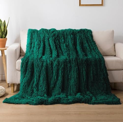 Cotton Market Decke 170x210 cm Zweiseitige Tagesdecke Kuscheldecke Flauschig für Wohnzimmer und Schlafzimmer Sofadecke Sofa Überwurf Felldecke Grün