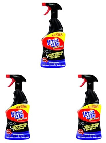 Vitroclen Limpiador de Vitrocerámica en spray, acción protectora y desengrasante - 450 ml (embalaje puede variar) (Paquete de 3)