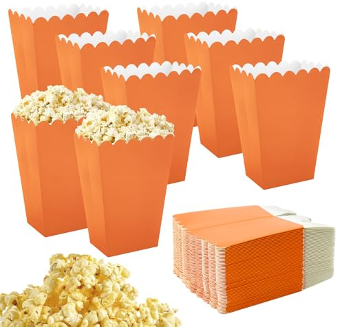 50 Stück Popcorn-Boxen, Klein Weiße Popcorn Boxen Popcorn Container, Popcorn Tüten Candy Container, Wird um Snacks, Popcorn und Süßigkeiten in Theatern Kinos und Karneval zu Süßigkeiten (Orange)