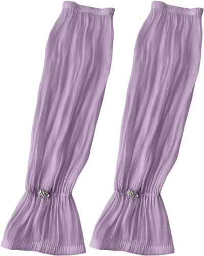 ThiCc Women's Long Mesh Sleeve - Ultra-thin Ice Silk Sun UV Protection Cooling Mesh Arms Legs Sleeves Fingerless Gloves Accessories (Purple)