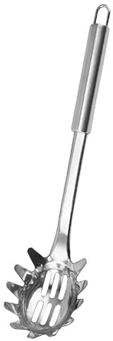 Alipis Cuillère à Pâtes Dents En Acier Inoxydable, Ustensile Cuisine Réutilisable, Manche Ergonomique, Adaptée à La Maison Restaurant, Cuillère Passoire à Nouilles Multifonction