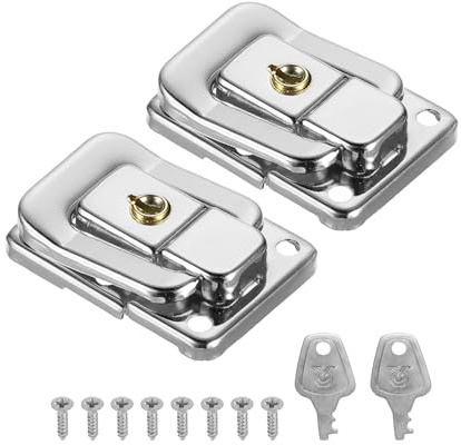 PATIKIL Suitcase Lock Hasp 1.6 x 1.10,2Pcs Iron Toggle Catch Lock with Keys/Screws Latch Clasp for Jewelry Box Wooden Case Toolbox, Silver