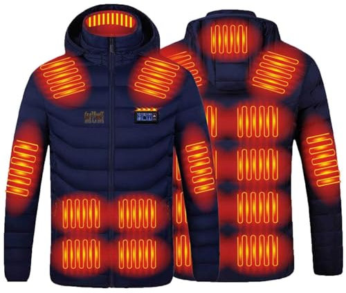 Beheizbare Jacke Herren Warme Dicke, Unisex 19 Zonen Vier Kontroll Reißverschluss, Winterjacke USB Elektrische, Beheizte Warme Jacke Mit Taschen, Skijacke Mit Wärmefunktion Heizjacke Weich Bequem