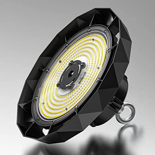 Amdelne LED Hallenstrahler 200W, Superhelle 170LM/W, Hallenbeleuchtung 6000K Kaltweiß, IP65 Wasserdichte Energieeffiziente, UFO High Bay Industrielampe für Fabriken Garage Lagerhaus Werkstatt