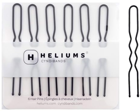 Heliums Large Metal French Hair Pins - Black - 4-Inch Heavy Duty Metal U Shaped Steel Pin for French Twist Updos Buns - 6 Count