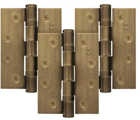 EAI Florentine Bronze Door Hinges, 102mm / 4 Inch, 1.5 Pairs Fire Rated | Internal Fire Door Hinges, Perfect for Wooden Doors, Smooth Operation, Ball Bearing Hinges, Fixings Included