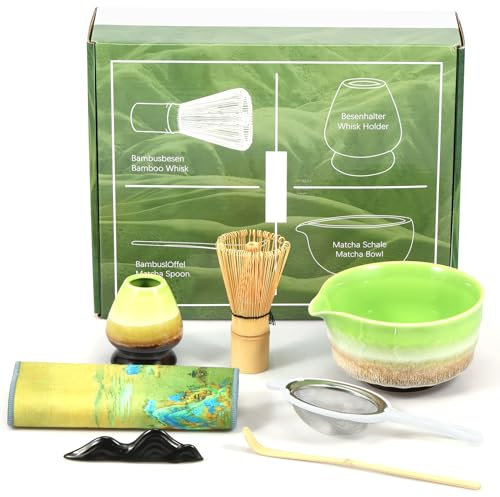 Home Holder 7Pcs Japanese Matcha Tea Set Matcha Making Starter Kit with Matcha Whisk Bowl Whisk Scoop and Strainer