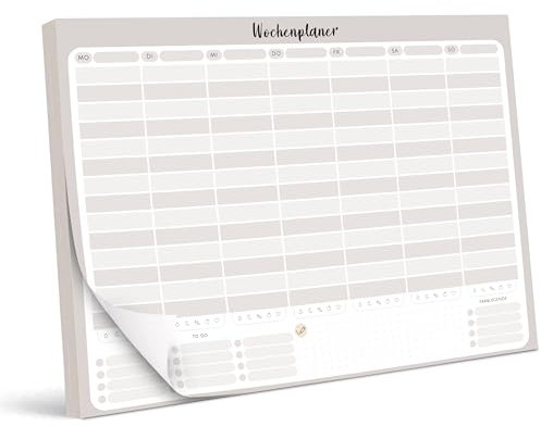 BIROYAL 2026 Wochenplaner Block Undatiert A4 (50 Seiten) - Weekly Planner mit To Do Liste - Wochenkalender - Wochen Planer mit Wochenübersicht&Einkaufsliste - Schreibtischunterlage Papier für Aufgaben