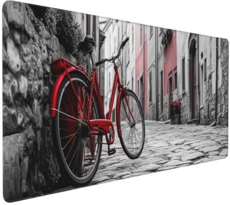 Vintage Fahrrad Mauspad,Large XXL Mouse Pad 700x300x3mm Tastatur Matte,Groß Vernähte Kanten WassXerdicht Anti-Rutsch Mauspad,Erweiterter Schreibtisch Schutz Mauspad für Geschenk Weiblich Office k-401