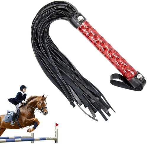 Fituenly Fouet D'équitation, Cravache pour Chevaux, Fouets D'équitation en Cuir PU Tressé pour L'entraînement en Plein Air, Pratique De Course Équestre Ou Le Cosplay