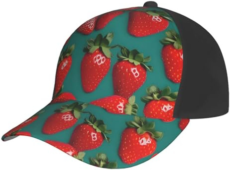 Many Strawberry Print Baseball Cap for Men and Women - Outdoor Fashion, Adjustable, Perfect for Sport, Travel, Beach, Schwarz, Einheitsgr��e