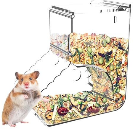 YNPQTDS Dispensador de alimentos de hámster, alimentador de jaula de hámster - 400 ml de dispensación de acrílico alimentador automático de hámster enano - Botella de jaula de conejito para chinchilla