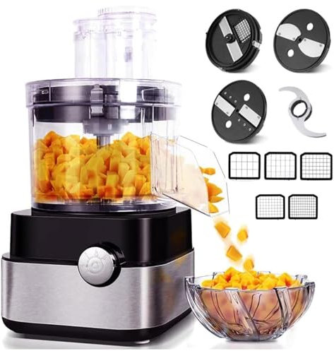 Licuadora y picadora de alimentos para cocina, cortadora eléctrica de verduras, comercial, 600 W, picadora de carne molida, verduras, trituradora, cortadora automática de cebollas y patatas, procesa
