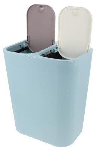 TOPPERFUN Poubelle Cuisine en Plastique Pp 15l à 2 Compartiments et Facile à Nettoyer Couvercle, Résistante à L'usure pour Usage Familial en Intérieur
