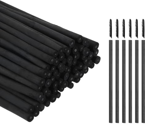 sourcing map Willow Charcoal Sticks, 4-5mm Willow Charcoal Pencils Soft Sketch Vine Art Supplies Set for Drawing Sketching Shading Painting Artists Beginners (Black, Pack of 100)