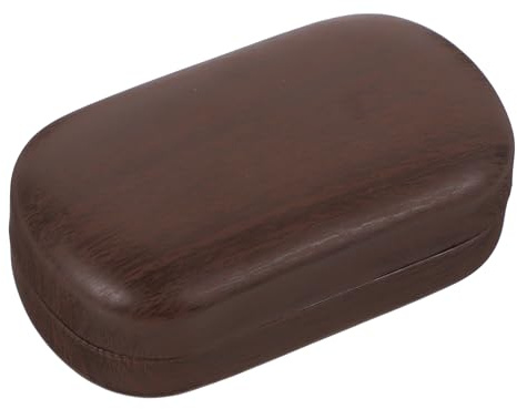 ARTSEWPLY Contacts Case Eye Care Kit Holder Vintage Leather Wood Grain Large Diameter Leakproof Dual Compartments Storage Portable Travel Container