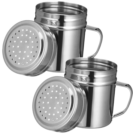 COOPHYA 2pezzi Contenitori Condimenti in Acciaio Resistente Portaspezie Da Cucina Con Manico Oversize Capsula Vite Facile Da Riempire Capacità Media Resistenti Ruggine e Macchie Lavabili i