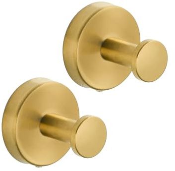 Jubilofex Ganchos para toallas de pared, 2 ganchos de acero para batas, soporte de uso extensivo, colgador de pared resistente para cocina, sala de estar, hotel, garaje, puerta, armario, dormitorio