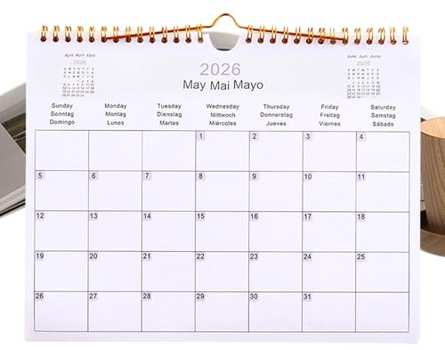 Calendrier mural annuel 2026 : grande vue mensuelle, papier durable, facile à accrocher | Programmation de transmission transversale Organiseur de planificateurs d'année au design minimaliste avec