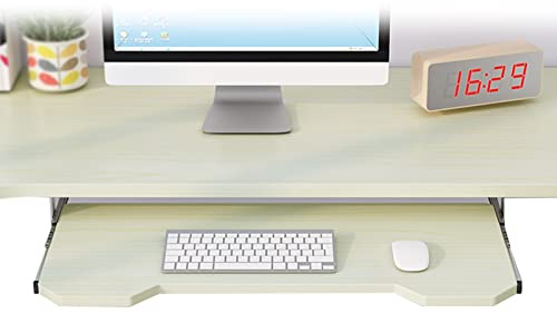 Ergonomiskt tangentbord och musplattform, justerbar 14 tum under skrivbord, tyst C-lönn, 60 x 27 cm, perfekt för hemmakontor och spelinställning, platsbesparande design
