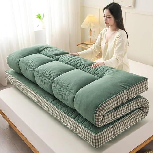Japansk golvfutonmadrass 7,6 cm tjock grå rullbar gästsäng bärbar quiltad campingmatta vikbar bäddsoffa platsbesparande lösning för golv